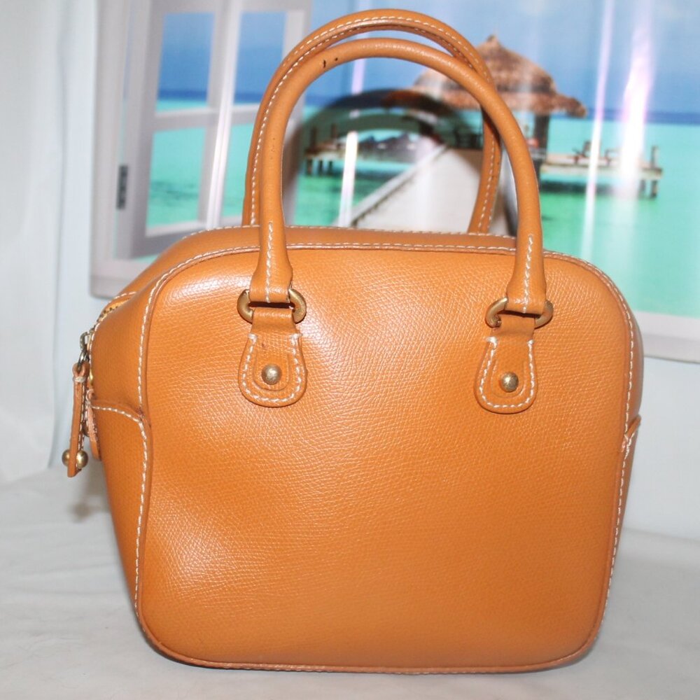 Folli Follie Carmel Saffiano Leather Mini Satchel Bag Handbag Purse